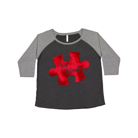 Inktastic Autism Awareness Be Kind Red Puzzle Piece Women's Plus Size T-Shirt