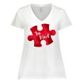 thumbnail image 1 of Inktastic Autism Awareness Be Kind Red Puzzle Piece Women's Plus Size V-Neck T-Shirt, 1 of 5