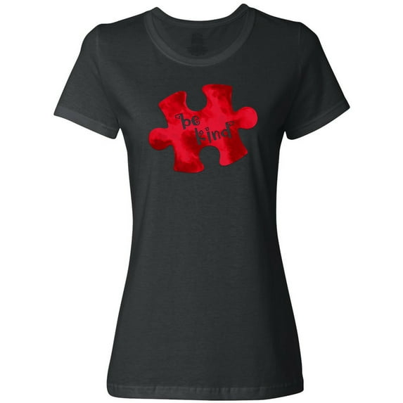 Inktastic Autism Awareness Be Kind Red Puzzle Piece Women's T-Shirt