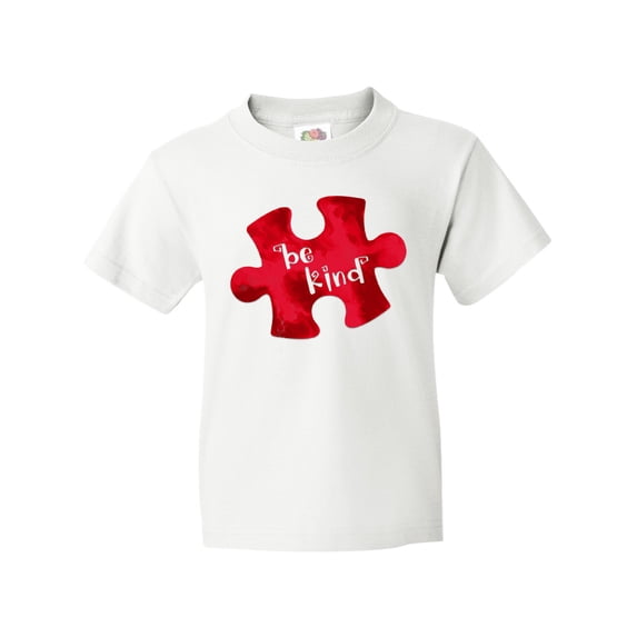 Inktastic Autism Awareness Be Kind Red Puzzle Piece Youth T-Shirt