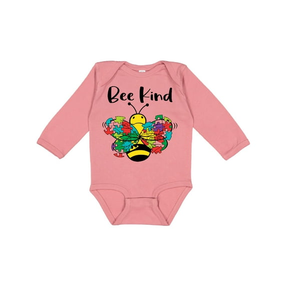 Inktastic Autism Awareness Bee Kind Boys or Girls Long Sleeve Baby Bodysuit