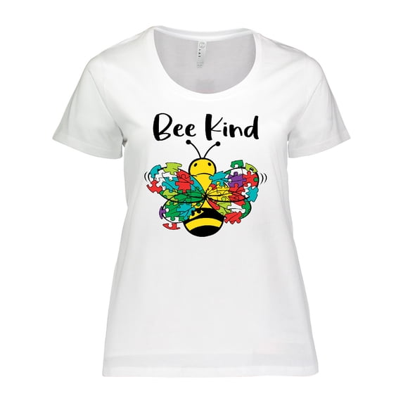 Inktastic Autism Awareness Bee Kind Women's Plus Size T-Shirt