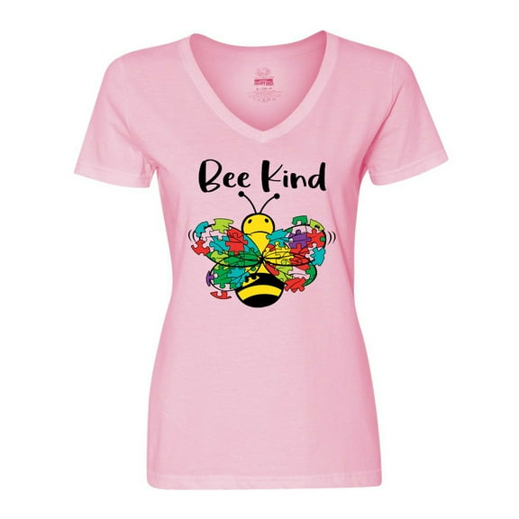 Inktastic Autism Awareness Bee Kind Women's V-Neck T-Shirt
