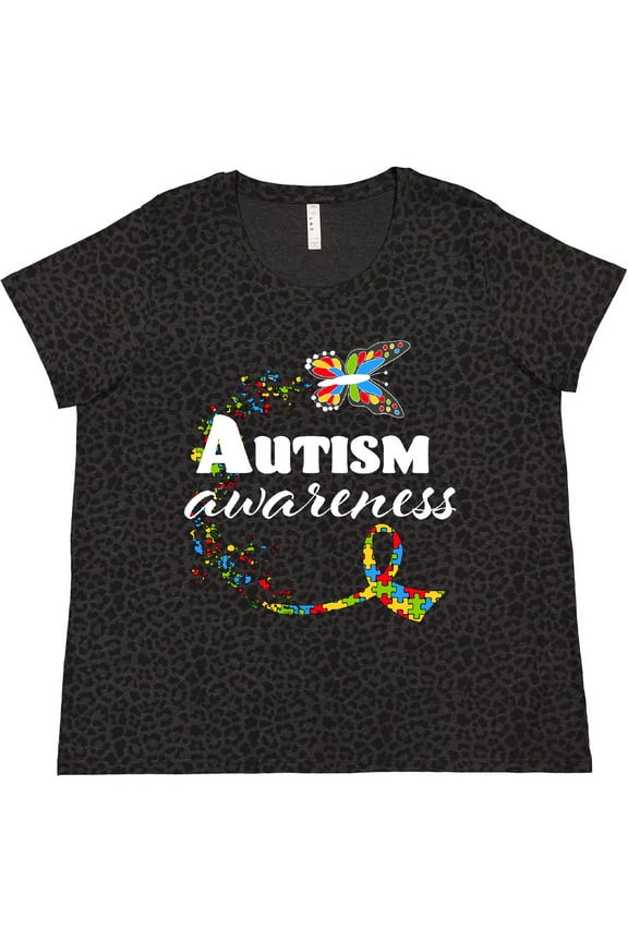 Autism Awareness Butterfly Ribbon Women's Plus Size T-Shirt