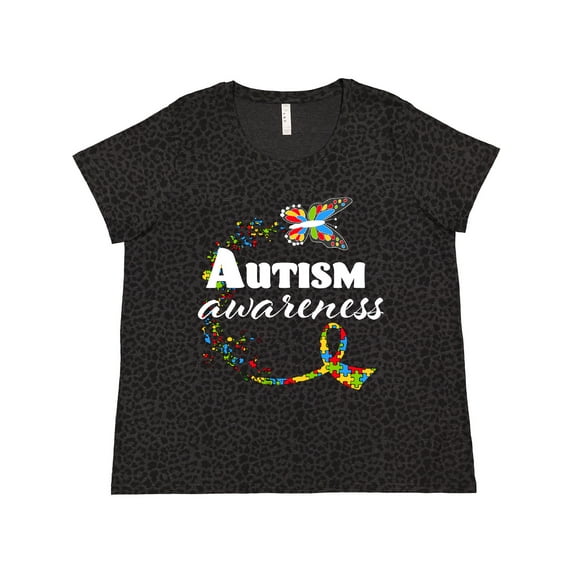 Inktastic Autism Awareness Butterfly Ribbon Women's Plus Size T-Shirt