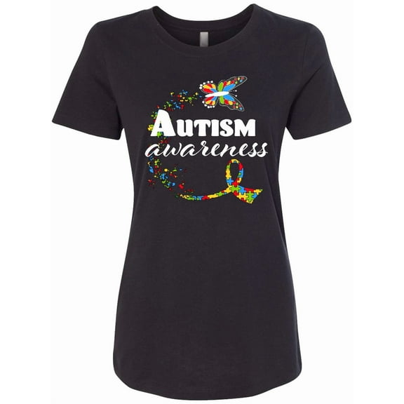 Inktastic Autism Awareness Butterfly Ribbon Women's T-Shirt