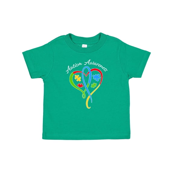 Inktastic Autism Awareness Heart Ribbon and Puzzle Pieces Boys or Girls Baby T-Shirt