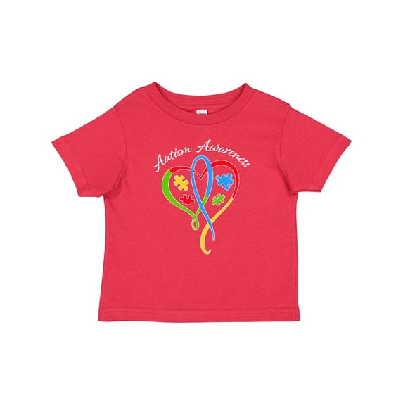 Inktastic Autism Awareness Heart Ribbon and Puzzle Pieces Boys or Girls Baby T-Shirt