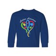 thumbnail image 1 of Inktastic Autism Awareness Heart Ribbon and Puzzle Pieces Long Sleeve Youth T-Shirt, 1 of 5