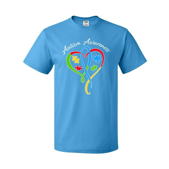 Inktastic Autism Awareness Heart Ribbon and Puzzle Pieces T-Shirt