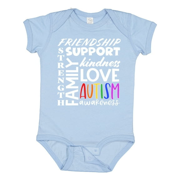 Inktastic Autism Awareness Love, Friendship, Support Boys or Girls Baby Bodysuit