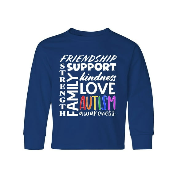 Inktastic Autism Awareness Love, Friendship, Support Long Sleeve Youth T-Shirt