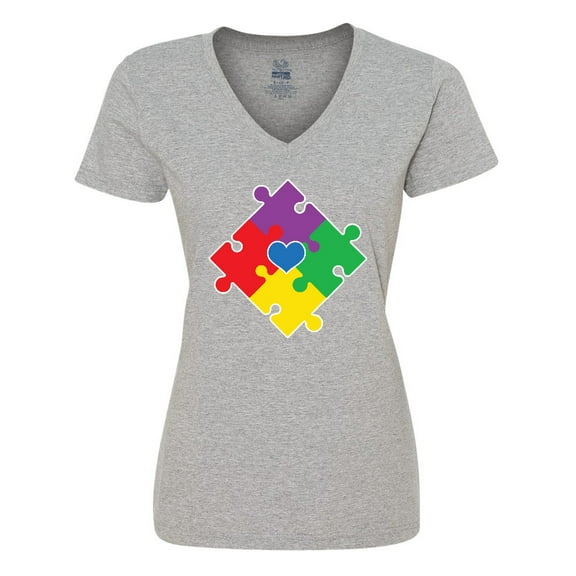 Inktastic Autism Awareness Month Puzzle Women's V-Neck T-Shirt