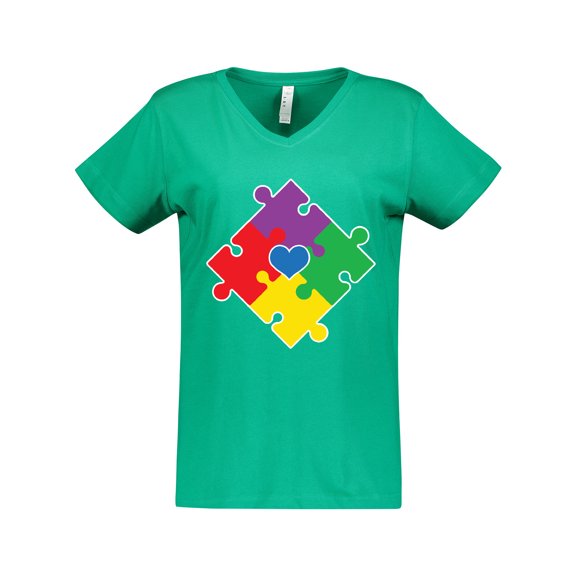 Inktastic Autism Awareness Month Puzzle Women's V-Neck T-Shirt
