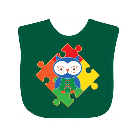Inktastic Autism Awareness Puzzle Piece Owl Boys or Girls Baby Bib