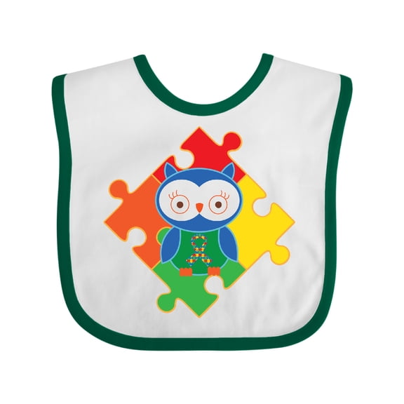 Inktastic Autism Awareness Puzzle Piece Owl Boys or Girls Baby Bib