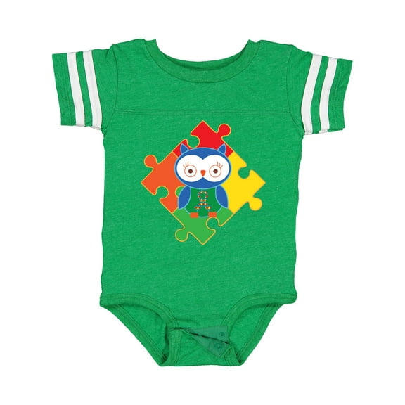 Inktastic Autism Awareness Puzzle Piece Owl Boys or Girls Baby Bodysuit