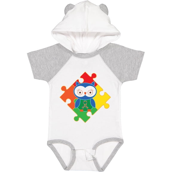 Inktastic Autism Awareness Puzzle Piece Owl Boys or Girls Baby Bodysuit