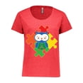 thumbnail image 1 of Inktastic Autism Awareness Puzzle Piece Owl Women's Plus Size T-Shirt, 1 of 5
