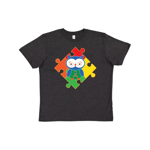 Inktastic Autism Awareness Puzzle Piece Owl Youth T-Shirt