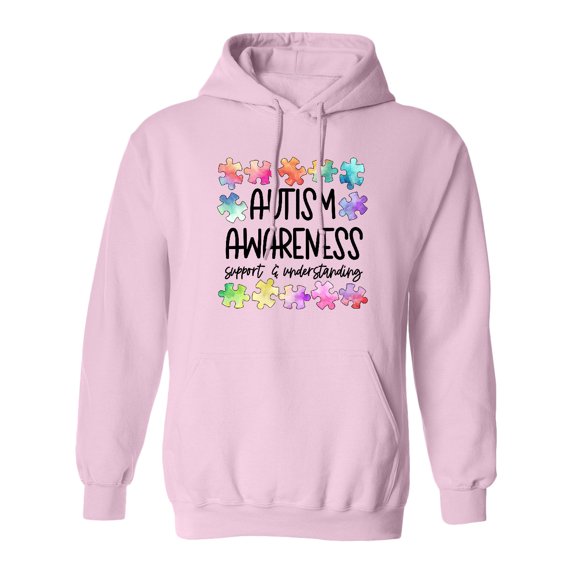 Inktastic Autism Awareness Support and Understanding Puzzle Pieces Adult Hoodie Sweatshirt