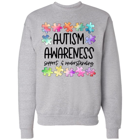 Inktastic Autism Awareness Support and Understanding Puzzle Pieces Adult Sweatshirt