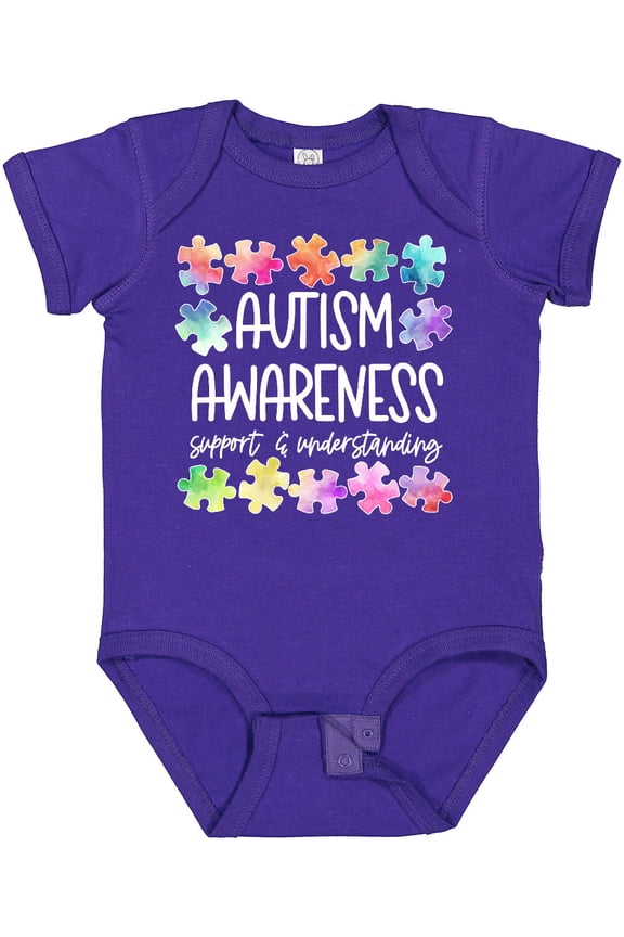 Autism Awareness Support and Understanding Puzzle Pieces Boys or Girls Baby Bodysuit
