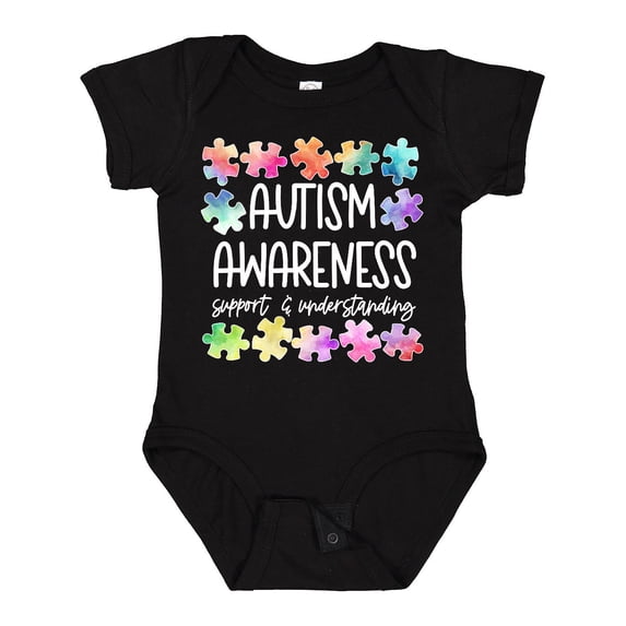 Inktastic Autism Awareness Support and Understanding Puzzle Pieces Boys or Girls Baby Bodysuit
