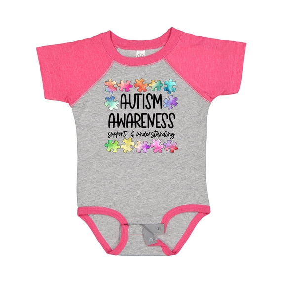 Inktastic Autism Awareness Support and Understanding Puzzle Pieces Boys or Girls Baby Bodysuit