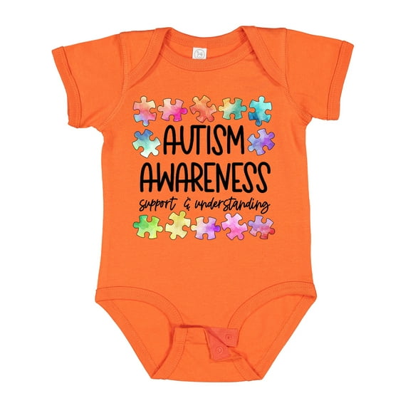 Inktastic Autism Awareness Support and Understanding Puzzle Pieces Boys or Girls Baby Bodysuit