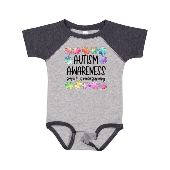 Inktastic Autism Awareness Support and Understanding Puzzle Pieces Boys or Girls Baby Bodysuit
