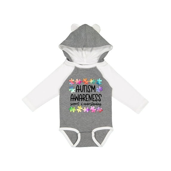 Inktastic Autism Awareness Support and Understanding Puzzle Pieces Boys or Girls Long Sleeve Baby Bodysuit