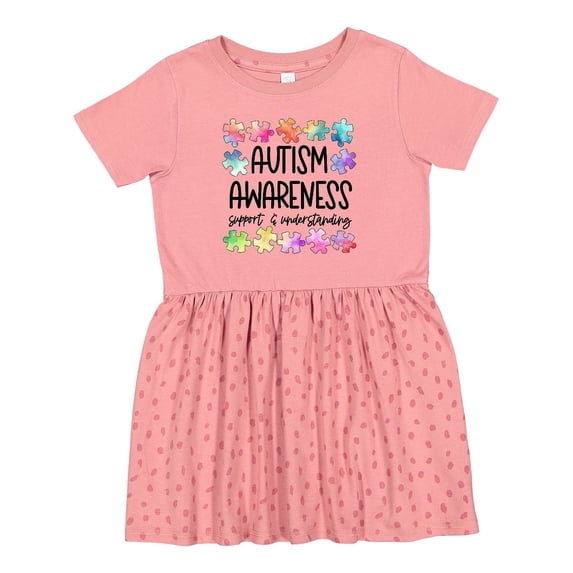 Inktastic Autism Awareness Support and Understanding Puzzle Pieces Girls Toddler Dress