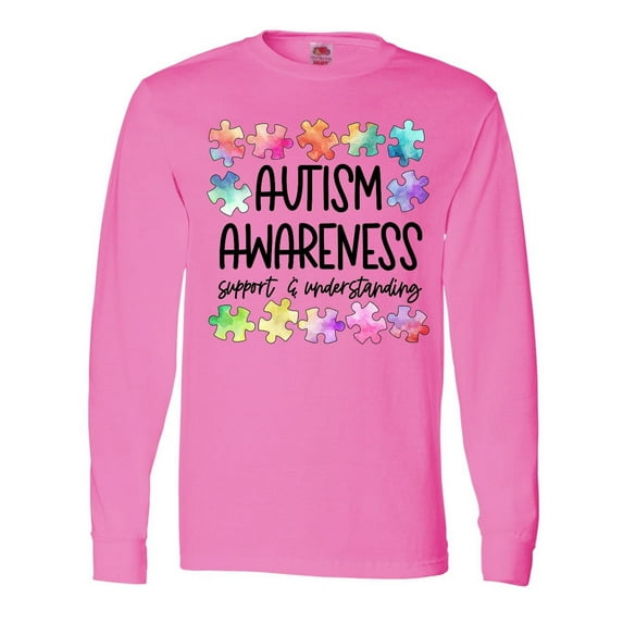 Inktastic Autism Awareness Support and Understanding Puzzle Pieces Long Sleeve T-Shirt