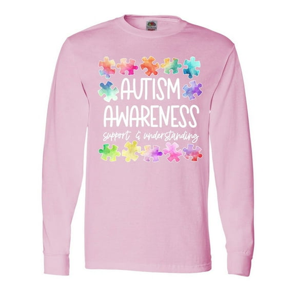 Inktastic Autism Awareness Support and Understanding Puzzle Pieces Long Sleeve T-Shirt