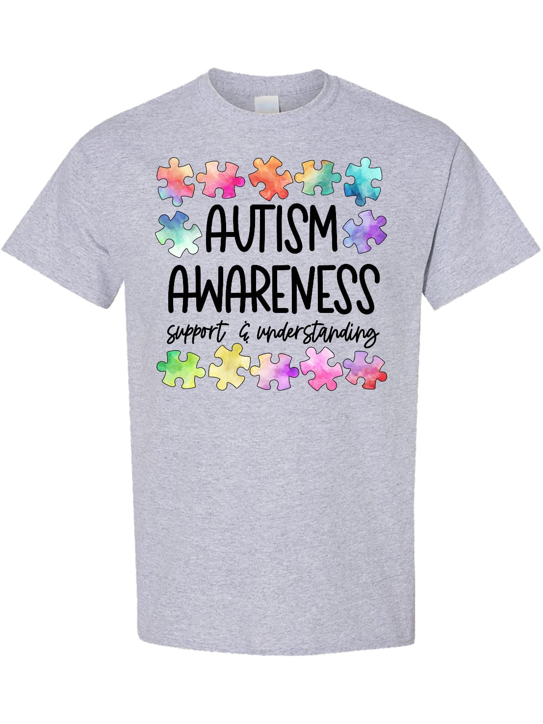 Inktastic Autism Awareness Support and Understanding Puzzle Pieces T-Shirt