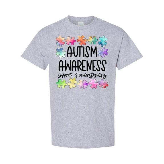 Inktastic Autism Awareness Support and Understanding Puzzle Pieces T-Shirt