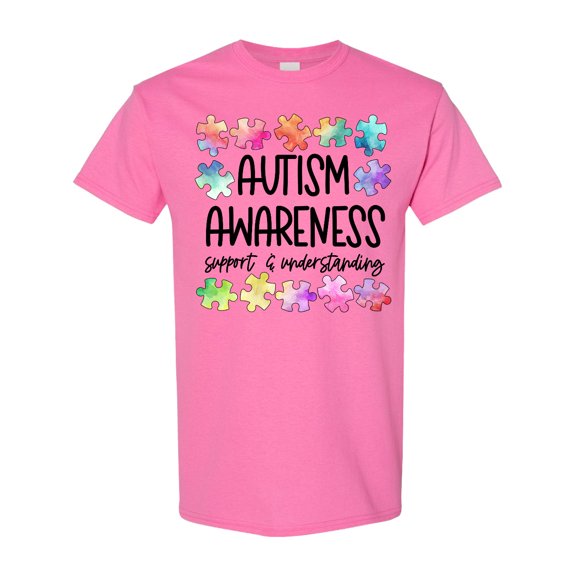 Inktastic Autism Awareness Support and Understanding Puzzle Pieces T-Shirt