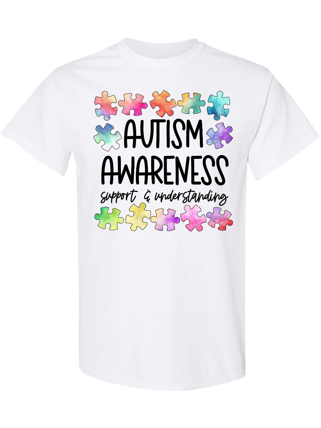 Inktastic Autism Awareness Support and Understanding Puzzle Pieces T-Shirt