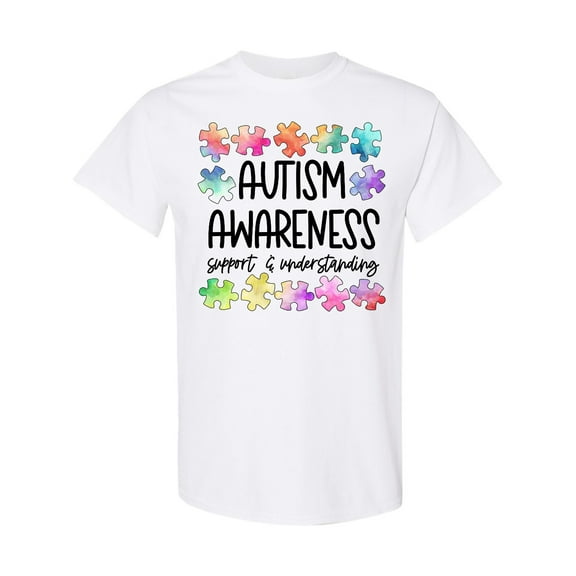 Inktastic Autism Awareness Support and Understanding Puzzle Pieces T-Shirt