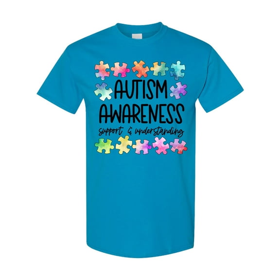 Inktastic Autism Awareness Support and Understanding Puzzle Pieces T-Shirt