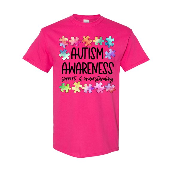 Inktastic Autism Awareness Support and Understanding Puzzle Pieces T-Shirt