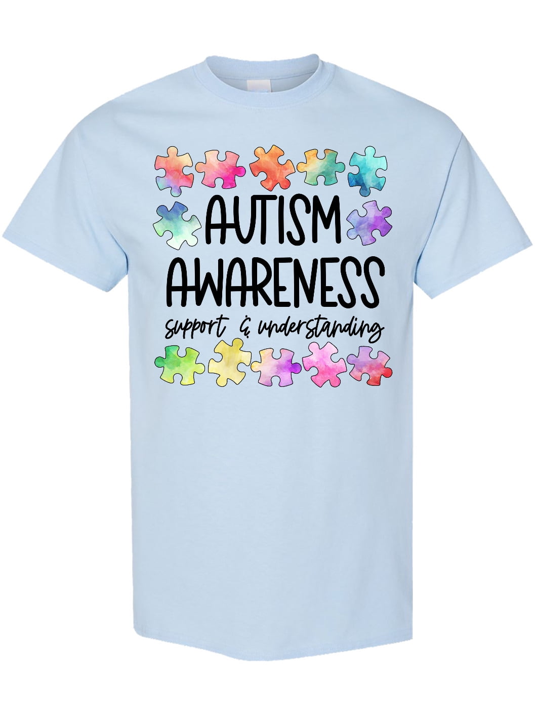 Inktastic Autism Awareness Support and Understanding Puzzle Pieces T-Shirt