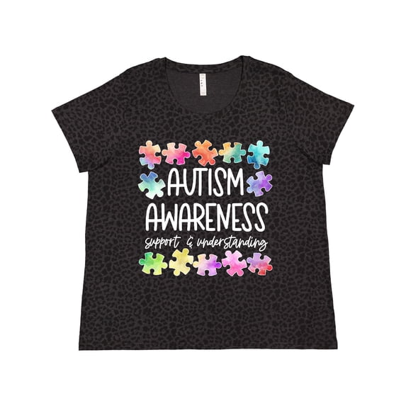 Inktastic Autism Awareness Support and Understanding Puzzle Pieces Women's Plus Size T-Shirt