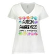 thumbnail image 1 of Inktastic Autism Awareness Support and Understanding Puzzle Pieces Women's Plus Size V-Neck T-Shirt, 1 of 5