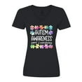 thumbnail image 1 of Inktastic Autism Awareness Support and Understanding Puzzle Pieces Women's V-Neck T-Shirt, 1 of 5