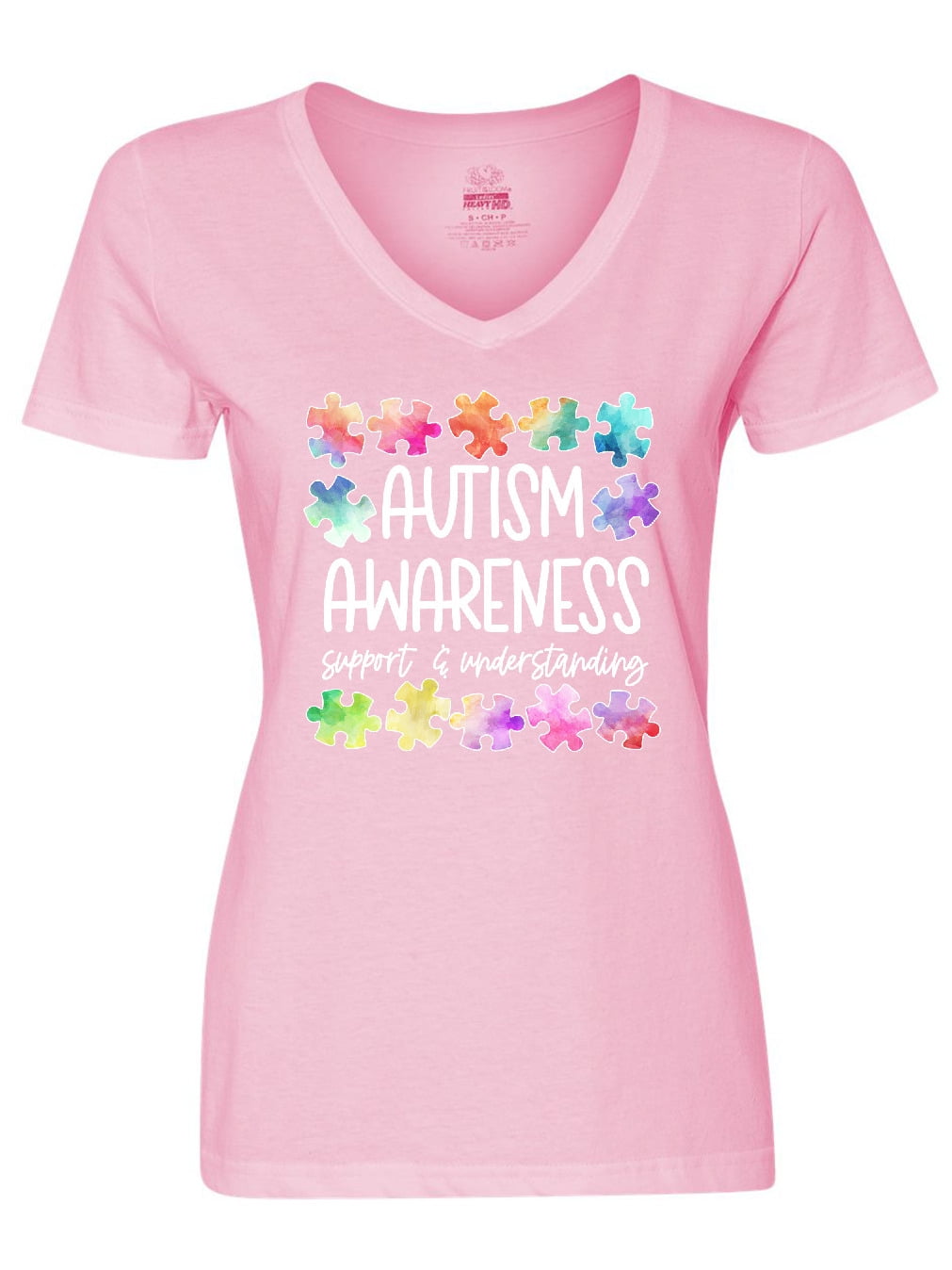 Inktastic Autism Awareness Support and Understanding Puzzle Pieces Women's V-Neck T-Shirt