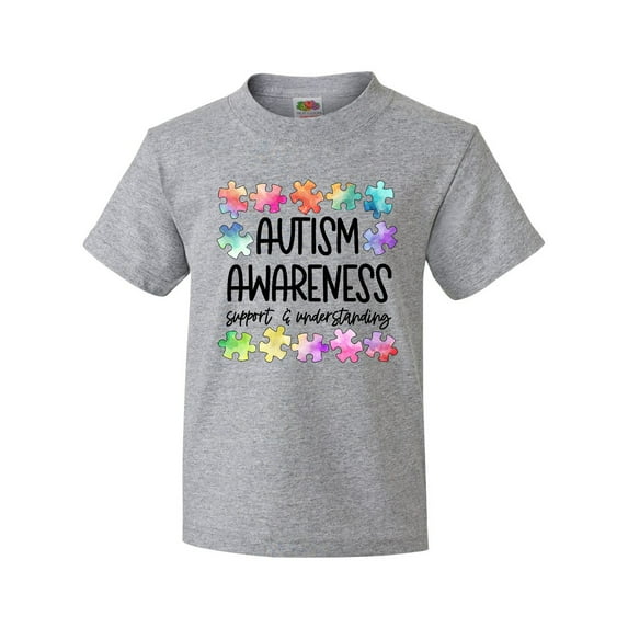 Inktastic Autism Awareness Support and Understanding Puzzle Pieces Youth T-Shirt