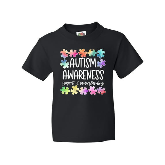 Inktastic Autism Awareness Support and Understanding Puzzle Pieces Youth T-Shirt