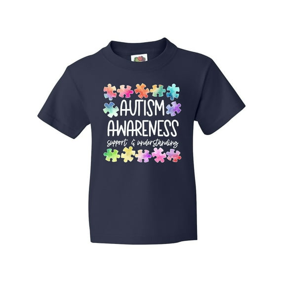 Inktastic Autism Awareness Support and Understanding Puzzle Pieces Youth T-Shirt